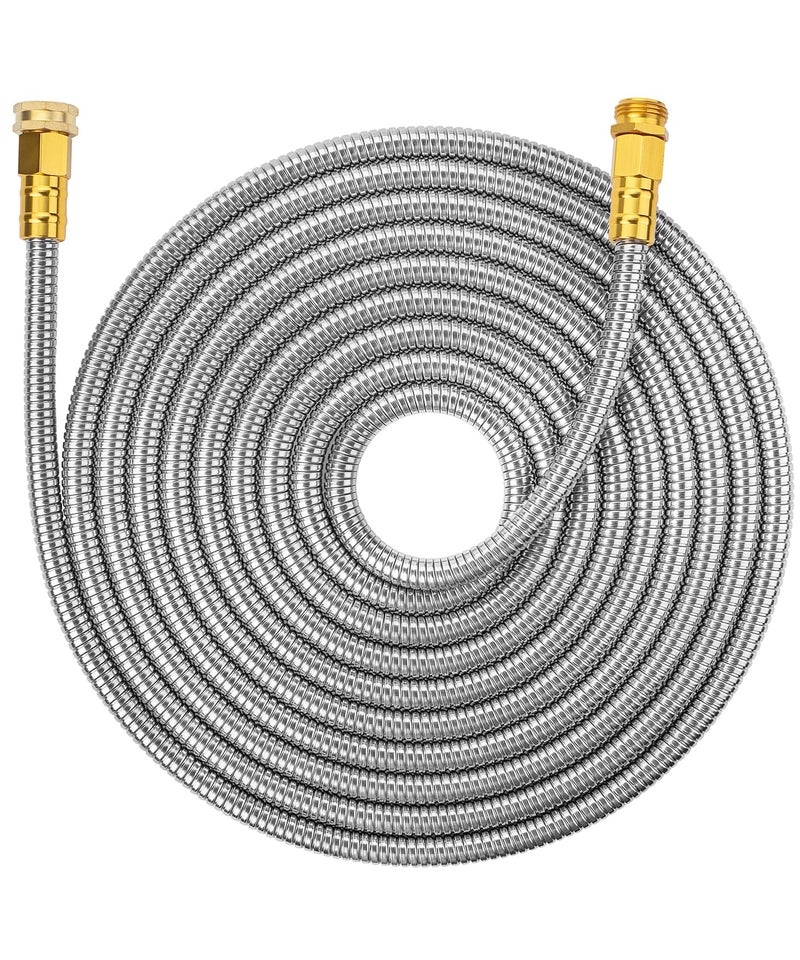 UNCO 25ft Stainless Steel No Kink Metal Garden Hose - Image 1