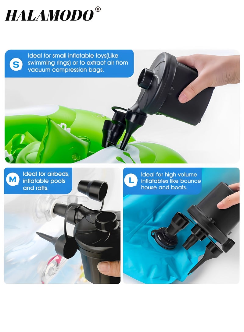 HALAMODO Electric Air Pump for Inflatables Air Quick-Fill Mattress Pump with 3 Nozzles Portable Air Pump Home Car Dual-use Inflation Pump for Car & Blow Up Pool Raft Bed Boat Toy - Image 3