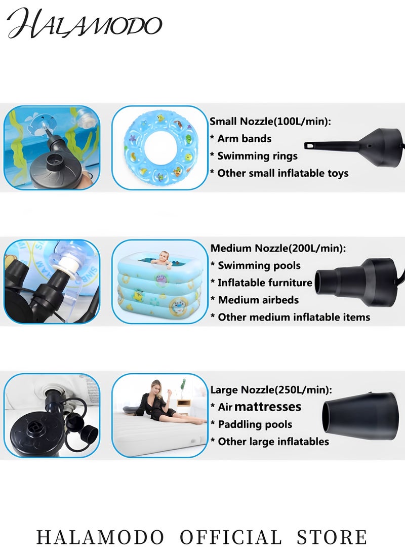 Generic Electric Air Pump for Inflatables Air Quick-Fill Mattress Pump with 3 Nozzles Portable Air Pump Home Car Dual-use Inflation Pump for Car & Blow up Pool Raft Bed Boat Toy  - Image 5