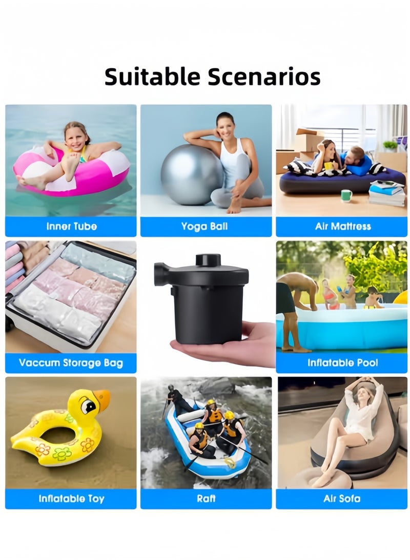 Electric Air Pump for Inflatables Air Quick-Fill Mattress Pump with 3 Nozzles Portable Air Pump Home Car Dual-use Inflation Pump for Car & Blow Up Pool Raft Bed Boat Toy - Image 2