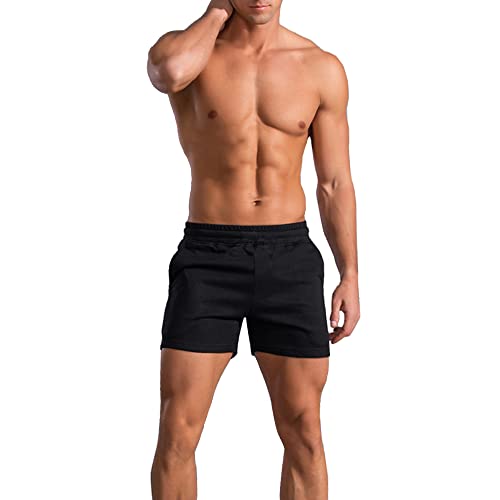 palglg Mens Bodybuilding Workout Shorts 5" Inseam with Pockets PLN Black L - Image 1
