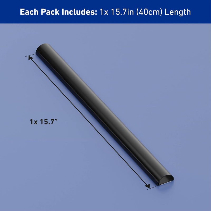 D-Line 15.7in TV Cord Hider, Patented Half Round Cable Cover, Hide Wall Mount TV Wires, Hinged One-Piece Cable Concealer, Adhesive, Decorative Raceway - 1.18in W x 0.59in H x 15.7in L - Black - Image 4
