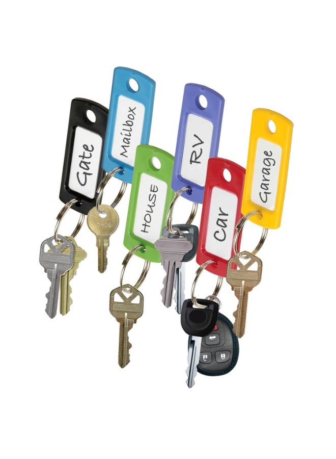 12 Pcs Plastic Colored Keychain Tags With Labels - Key Tag Identifiers, Name Tags, And Labels, Suitable For Usb Drives, Labeled Keychains, Pet Key Id Tags, Small Luggage Tags - Image 1