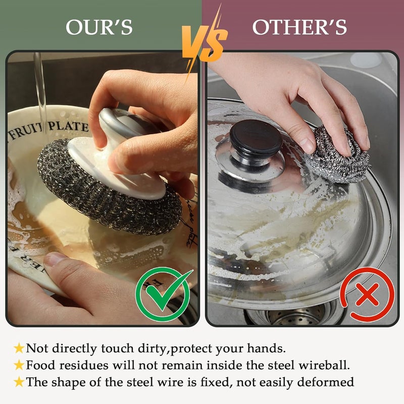 KTOJOY 2 Pack Stainless Steel Wool Scrubber Scrubbing Scouring Pad Steel Wool Scrubber for Kitchens Bathroom and Kitchen Pots Pans SinkGrey - Image 3