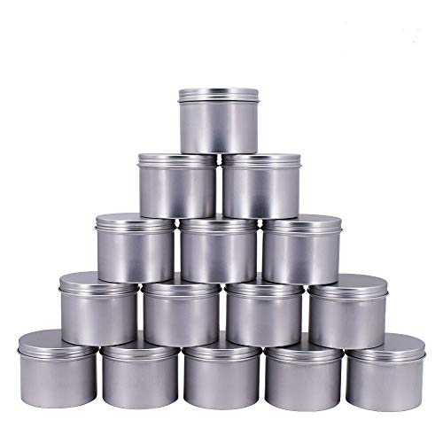 Healthcom 15 Packs 5 Oz 150ml Empty Silver Round Aluminum Tin Cans Screw Top Aroma Hair Wax Cosmetic Container Cream Box Makeup Pot Jars Tea Tin Storage Case for Accessories DIY Crafts Spice Candles - Image 1