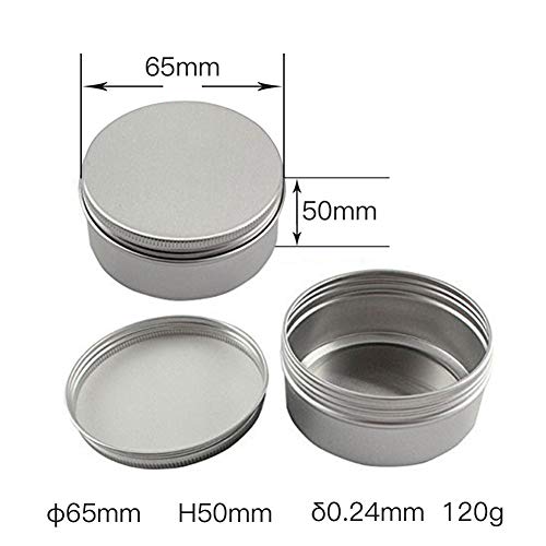 Healthcom 15 Packs 5 Oz 150ml Empty Silver Round Aluminum Tin Cans Screw Top Aroma Hair Wax Cosmetic Container Cream Box Makeup Pot Jars Tea Tin Storage Case for Accessories DIY Crafts Spice Candles - Image 2