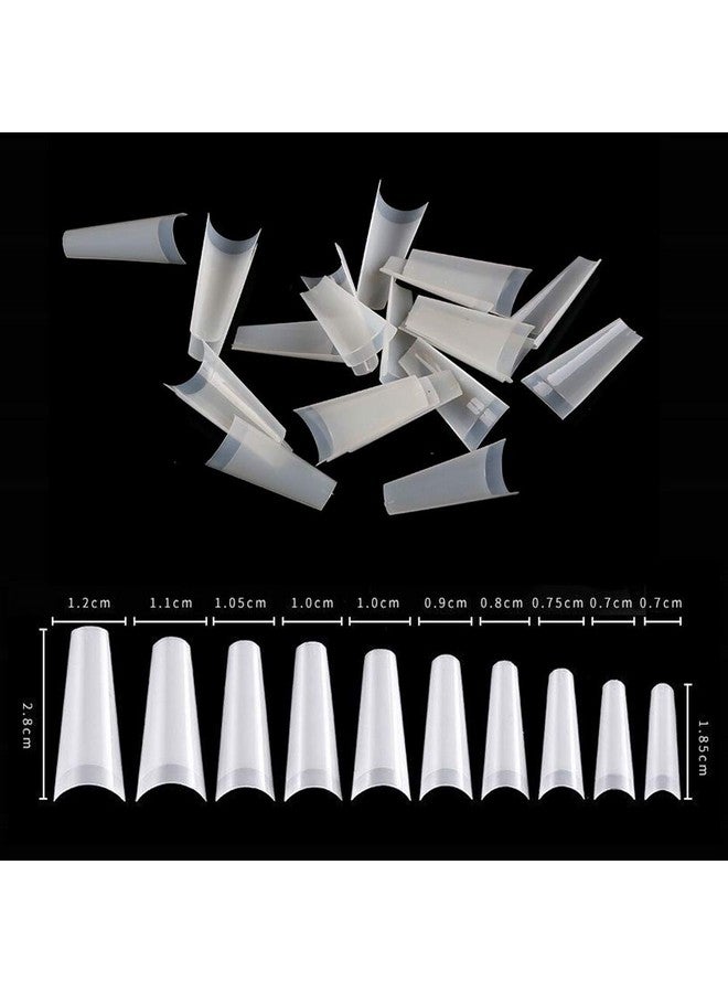 آم رونج ماجيك نعش أكريليك طبيعي Nails500Pcs نصف غطاء الأظافر نعش على شكل راقصة الباليه الأظافر نصائح طويلة أكريليك أظافر صناعية وهمية اصطناعية 10 حجم مع صندوق - Image 5