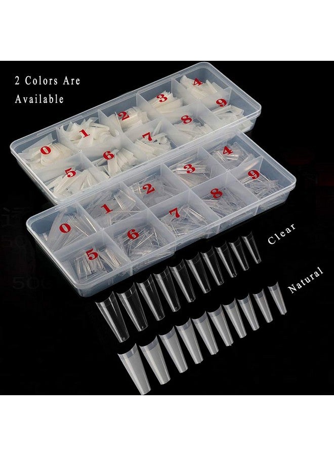 آم رونج ماجيك نعش أكريليك طبيعي Nails500Pcs نصف غطاء الأظافر نعش على شكل راقصة الباليه الأظافر نصائح طويلة أكريليك أظافر صناعية وهمية اصطناعية 10 حجم مع صندوق - Image 4