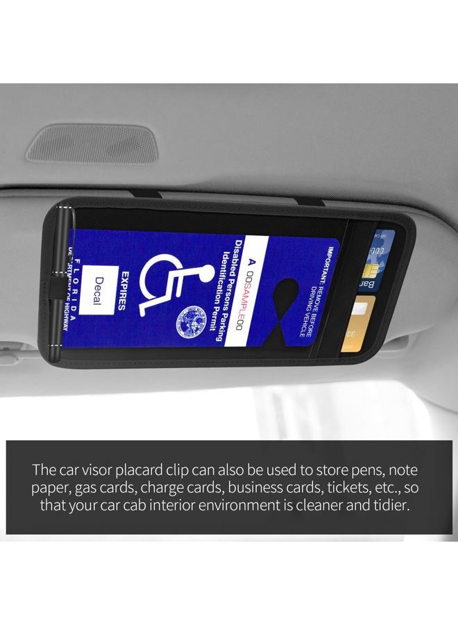 CHIMUYU Handicap Placard Holder for Car, Disabled Parking Permit Sign Protector for Car Visor Auto Card Clip with Pen Holder, Note Paper Card Slot, Elastic Strap (1, Black) - Image 2