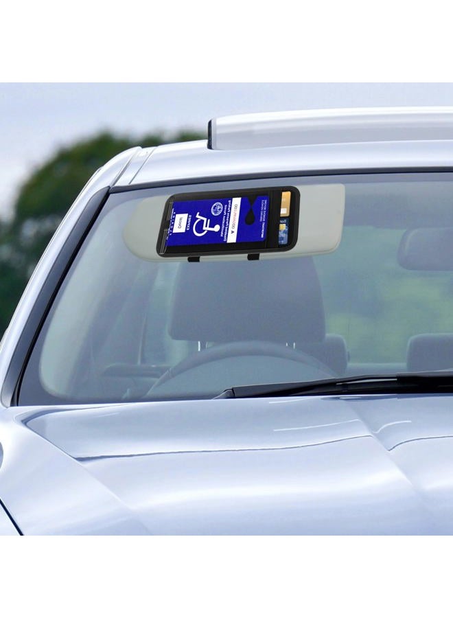 CHIMUYU Handicap Placard Holder for Car, Disabled Parking Permit Sign Protector for Car Visor Auto Card Clip with Pen Holder, Note Paper Card Slot, Elastic Strap (1, Black) - Image 3