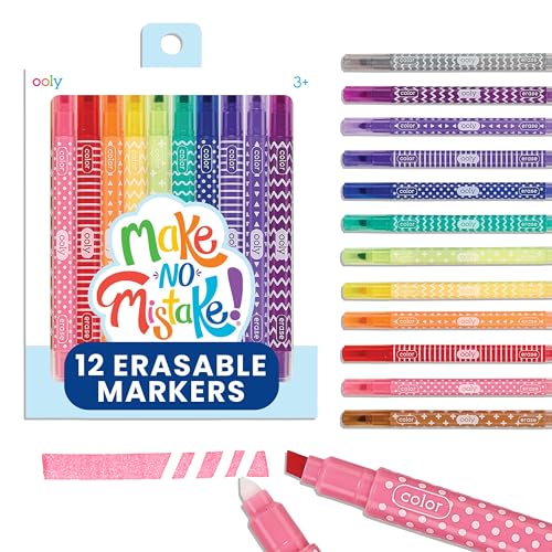 Ooly Make No Mistake Erasable Markers 12 Stress and Mess Free Marker Pack You Can Erase Drawing Coloring Pens for Kids and Adults Colorful Supplies for Any Arts Crafts - Image 1