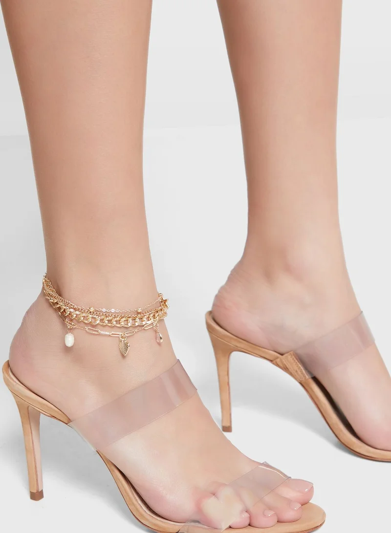 ELLA Anklet With Heart and Pearl