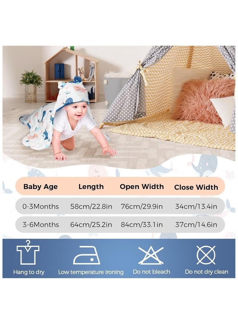 Gonice Baby Hooded Swaddle Soft Baby Swaddle, Wrap Winter Sleeping Bag for Newborn Cotton Baby, Wrap Blanket Newborn Swaddle Sleeping Bag Pure Cotton Spring Autumn Winter for Boys and Girls 0-3 Months - Image 2