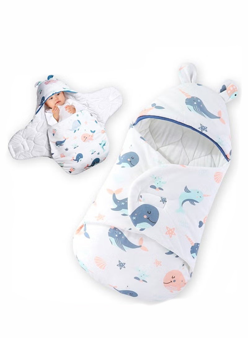 Gonice Baby Hooded Swaddle Soft Baby Swaddle, Wrap Winter Sleeping Bag for Newborn Cotton Baby, Wrap Blanket Newborn Swaddle Sleeping Bag Pure Cotton Spring Autumn Winter for Boys and Girls 0-3 Months - Image 1