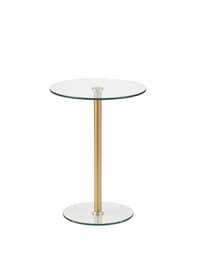 هومزمارت طاولة جانبية حديد وزجاج شفاف ذهبي  -  35×35×55 سم - Image 1