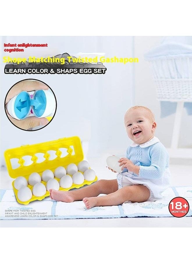 yongsheng Children Matching Pairing Toys Egg- Matching Eggs Connect Eggs Carton Toys Gifts for 1 2 3 Years Old Kids Toddler Baby Girls Boys Shape Color Egg Play Learn  - Image 4