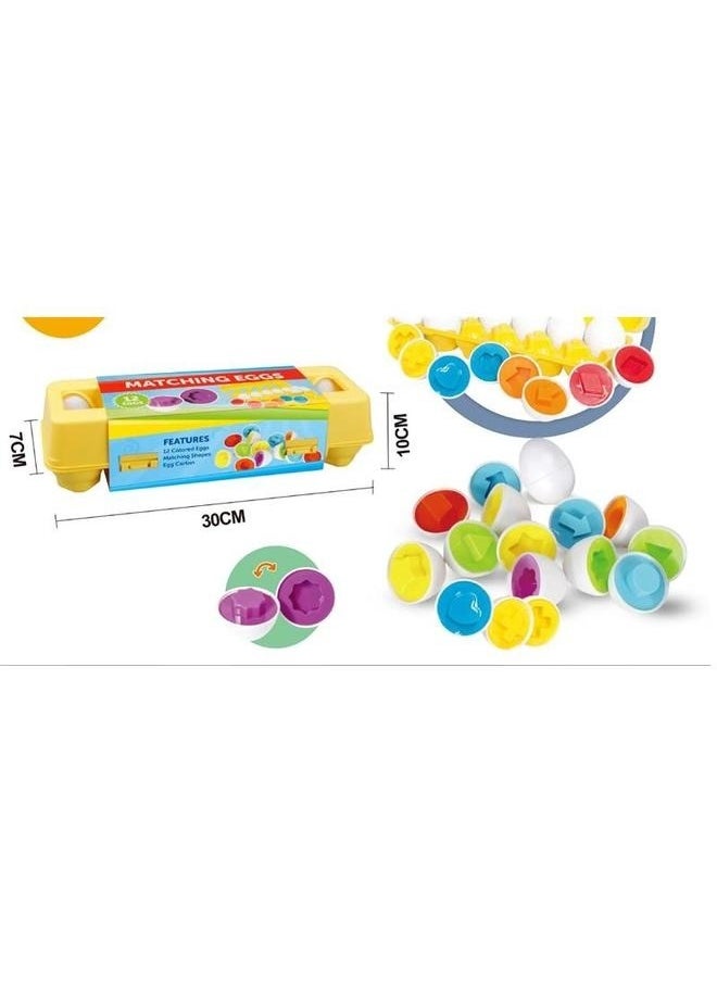 yongsheng Children Matching Pairing Toys Egg- Matching Eggs Connect Eggs Carton Toys Gifts for 1 2 3 Years Old Kids Toddler Baby Girls Boys Shape Color Egg Play Learn  - Image 5