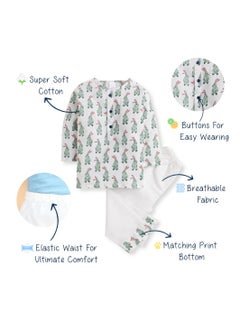 Polka Tots Polka Tots Full Sleeves Night Wear Rabbit Kurta Pyjama - White  - Image 5