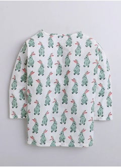 Polka Tots Polka Tots Full Sleeves Night Wear Rabbit Kurta Pyjama - White  - Image 2