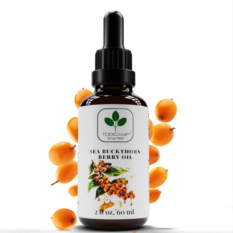 TODICAMP Sea Buckthorn Oil Organic - 2 fl oz Cold-Pressed Sea Buckthorn Berry Oil - Seabuckthorn Oil for Face and Organic Sea Buckthorn Oil Supplement - Image 1