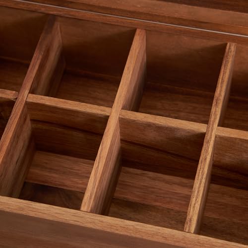 SARUFO Acacia Wood Tea Bag Organizers, Tea Packet Storage Boxes, 8-Compartment Tea Caddy for Tea Bags Chest, Teabag Holder Containers, Teabox Station Display - Image 5