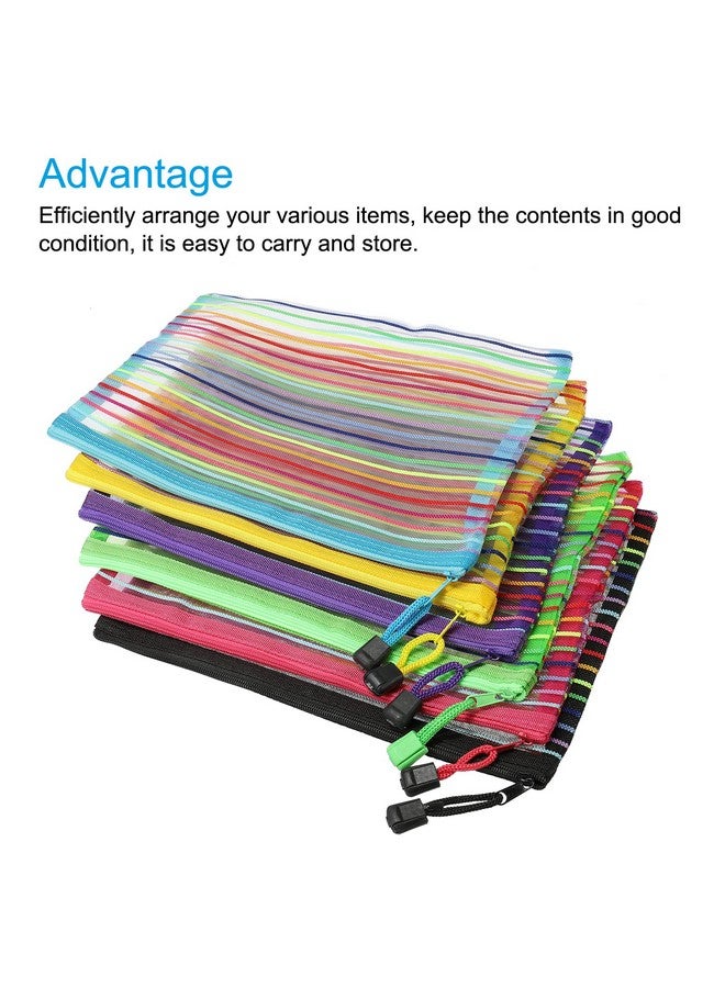 MECCANIXITY Mesh Zipper Pouch A5 Nylon Mesh Cosmetic Bags Pencil Case Document Bag Zipper File Pouch For Office Travel Makeup Multicolor Pack Of 6  - Image 3