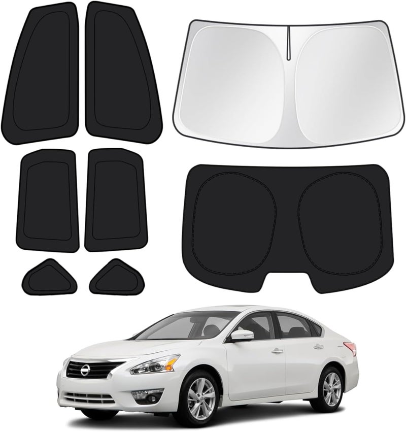 Canvcle Window Shades for 2013-2018 Nissan Altima Accessories Windshield Sun Shade Side Rear Window Covers Sunshade Sun Visor Shield Privacy Protection for Camping Keep Vehicle Cool Black 8PCS - Image 1