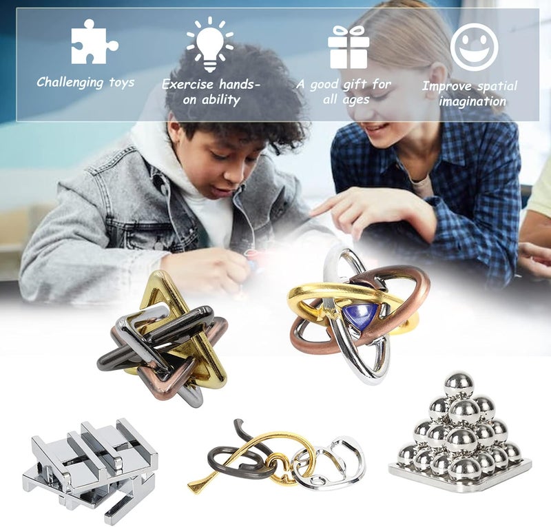 روز فلاور METALBT037: ألغاز معدنية ذكية، أ��عاب ذكاء للبالغين، مثالية للحفلات، تتكون من 5 قطع. - Image 2