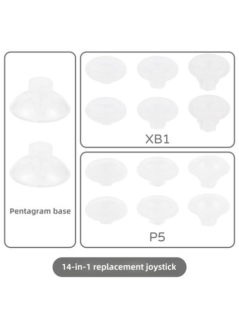 [Source Manufacturer] PS5/PS4/XB1/handle 14-in-1 Suit Universal Swing Head Replacement Rocker Button Cap-Product Color:PS5/XB1 Suit/14 In 1-transparent/with Packaging