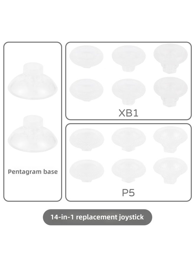 [Source Manufacturer] PS5/PS4/XB1/handle 14-in-1 Suit Universal Swing Head Replacement Rocker Button Cap-Product Color:PS5/XB1 Suit/14 In 1-transparent/with Packaging