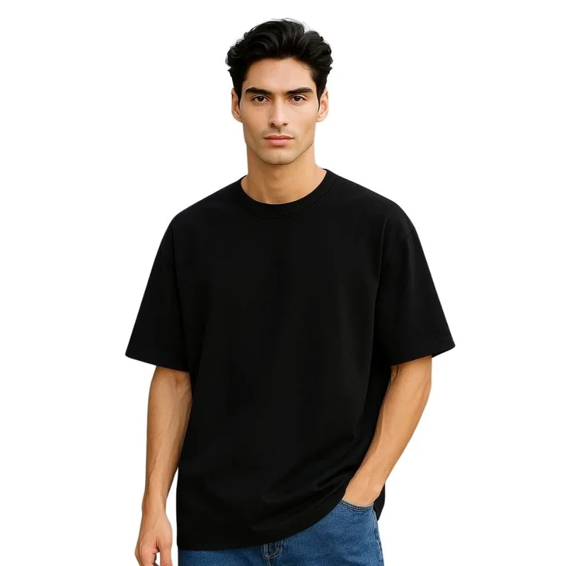 نوبيرو Black Oversized Cotton T-Shirt for Men