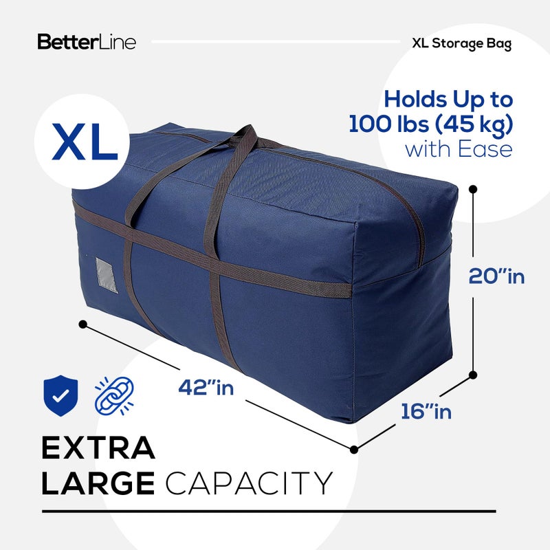 BETTERLINE Blue Extra Large Duffel Bag for Traveling - Heavy-Duty 600D Polyester, Waterproof with Reinforced Handles, Holds 100 lbs-Premium Quality Duffle Bag Perfect for Travel & Storage-42" x 16" x 20" Inches - Image 5