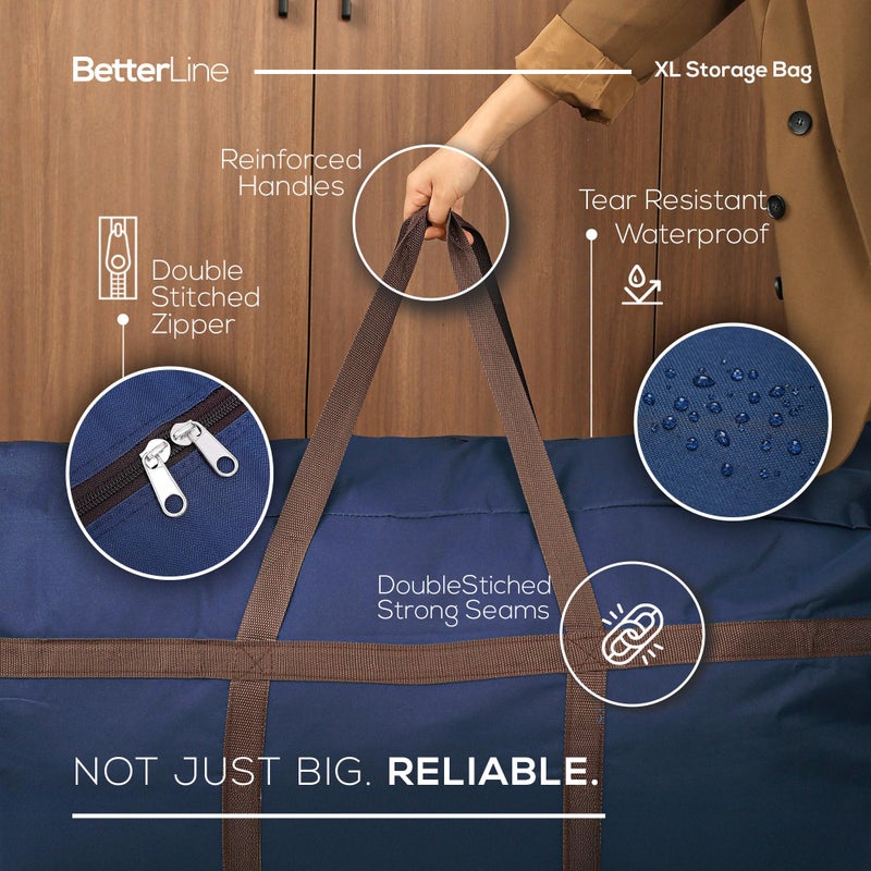 BETTERLINE Blue Extra Large Duffel Bag for Traveling - Heavy-Duty 600D Polyester, Waterproof with Reinforced Handles, Holds 100 lbs-Premium Quality Duffle Bag Perfect for Travel & Storage-42" x 16" x 20" Inches - Image 2