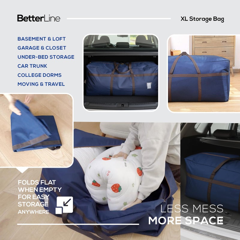 BETTERLINE Blue Extra Large Duffel Bag for Traveling - Heavy-Duty 600D Polyester, Waterproof with Reinforced Handles, Holds 100 lbs-Premium Quality Duffle Bag Perfect for Travel & Storage-42" x 16" x 20" Inches - Image 3