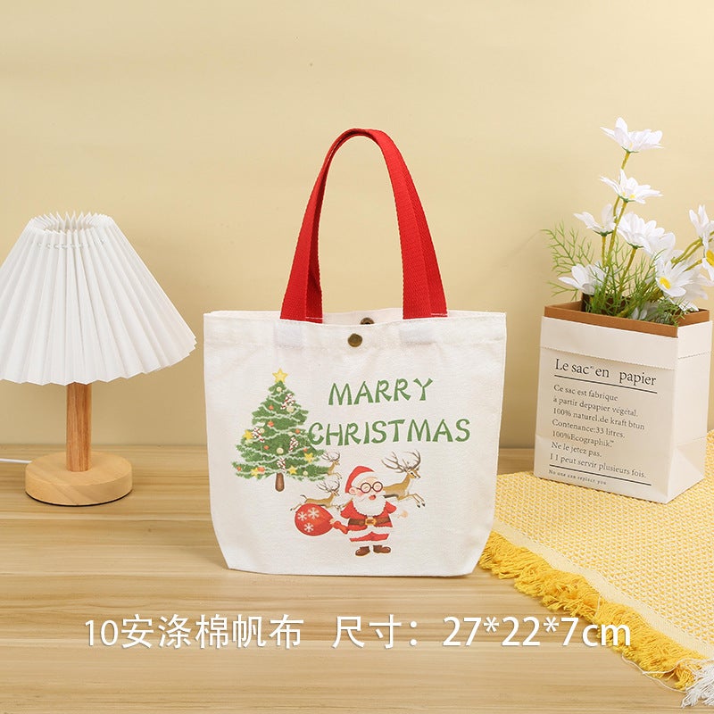 in stock hand-held canvas bag custom high-end sense one-shoulder blank canvas bag custom logo advertising cotton bag Hand Pouch-Christmas
