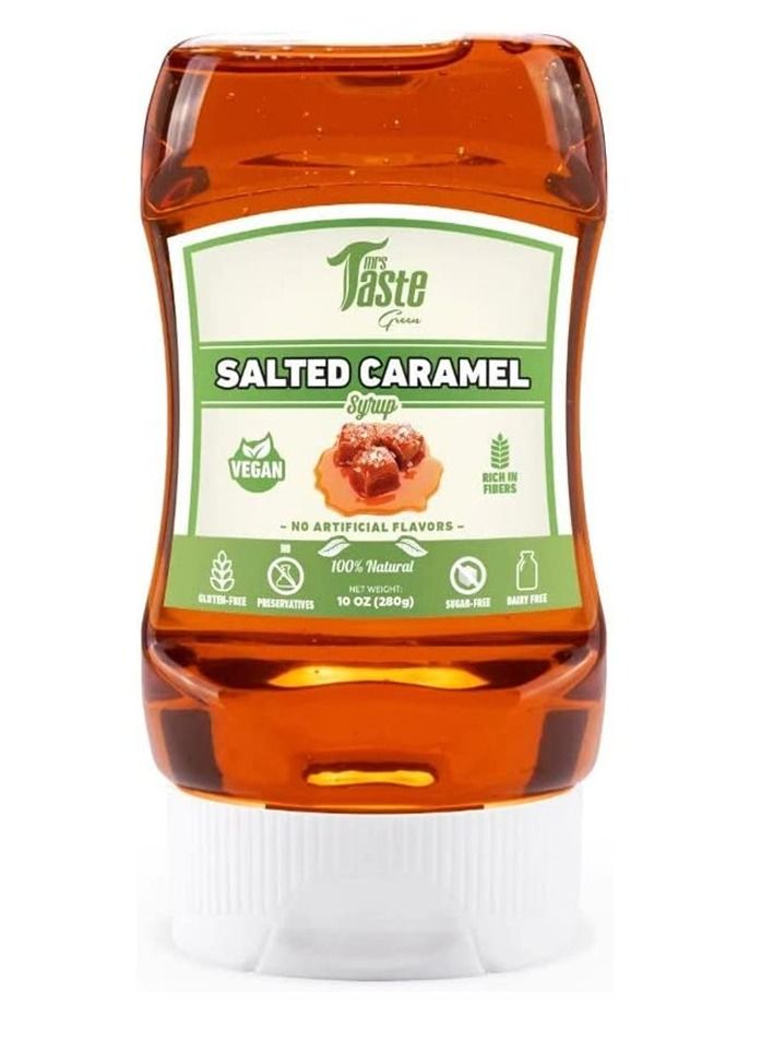 شراب كراميل مملح من Mrs Taste، طبيعي ونباتي، خالٍ من الغلوتين والسكر، قليل السعرات الحرارية، 280 جم