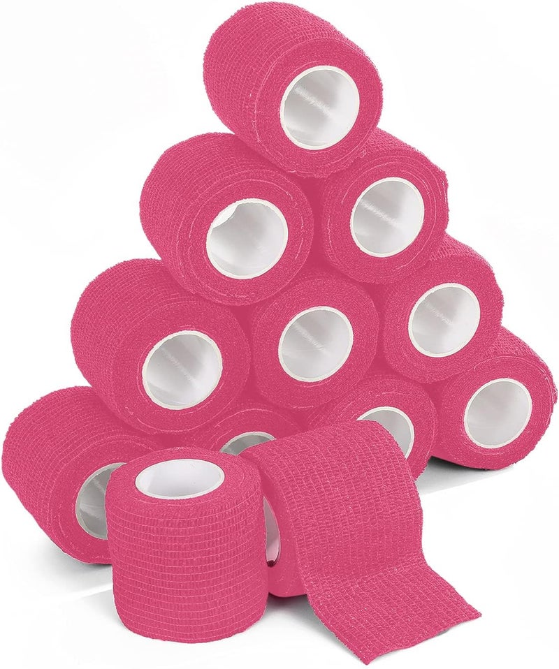 Kingwei 15 Count 2 x 5 Yards Self Adherent Cohesive Bandages WrapMedical Tape Pink Color Adhesive Flexible Breathable First Aid Self Adherent Non Woven RollsStretch Athletic Ankle Sprains  Swell - Image 2