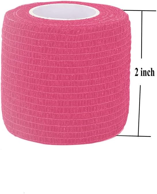 Kingwei 15 Count 2 x 5 Yards Self Adherent Cohesive Bandages WrapMedical Tape Pink Color Adhesive Flexible Breathable First Aid Self Adherent Non Woven RollsStretch Athletic Ankle Sprains  Swell - Image 3