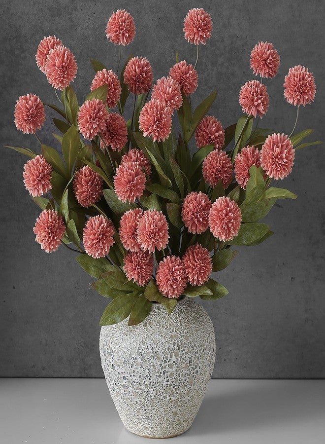 VIERENA 6 Pcs Faux Silk Pompon Mum Artificial Flowers for Vase -27", Bulk Fake Chrysanth Branches with Stems for DIY Bouquet Centerpieces Wedding Fillers Arrangements Shower Decorations (Dusty Pink) - Image 1