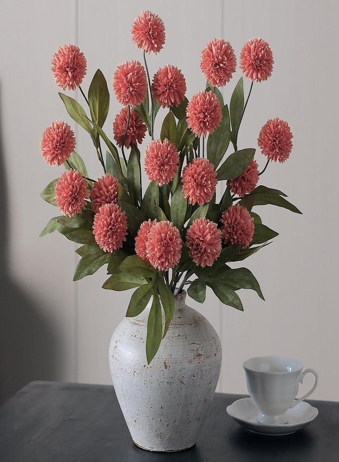 VIERENA 6 Pcs Faux Silk Pompon Mum Artificial Flowers for Vase -27", Bulk Fake Chrysanth Branches with Stems for DIY Bouquet Centerpieces Wedding Fillers Arrangements Shower Decorations (Dusty Pink) - Image 4