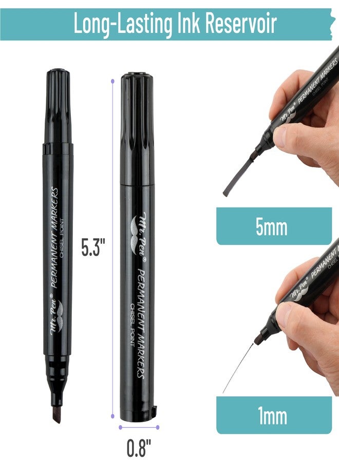 Mr. Pen- Black Permanent Markers, 8 Pack, Thick Markers, Chisel Tip Permanent Marker Chisel Tip Black Marker - Image 4