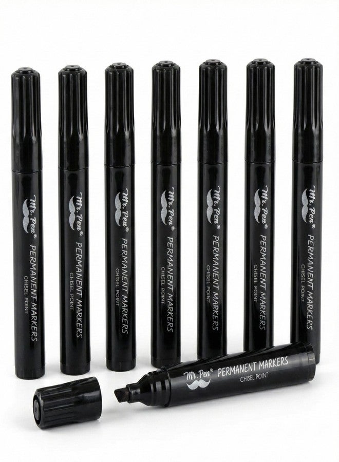 Mr. Pen- Black Permanent Markers, 8 Pack, Thick Markers, Chisel Tip Permanent Marker Chisel Tip Black Marker - Image 1