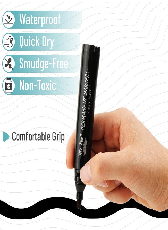 Mr. Pen- Black Permanent Markers, 8 Pack, Thick Markers, Chisel Tip Permanent Marker Chisel Tip Black Marker - Image 5
