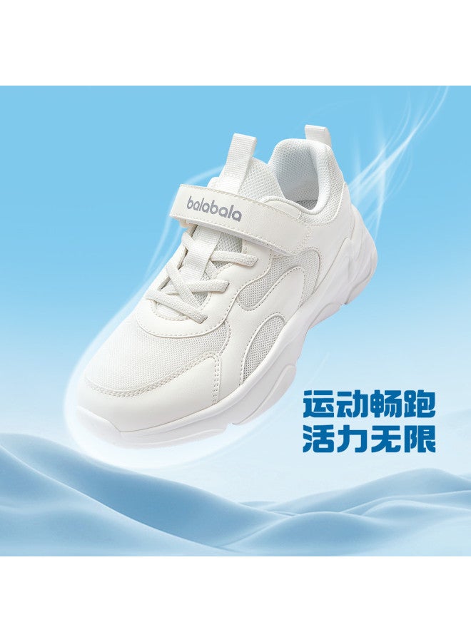 Balabala Running Shoes White Sneakers Lightweight Cushioned Kids' Sports Shoes Boys Girls Mesh Spring Autumn Versatile Casual Shoes - Image 2
