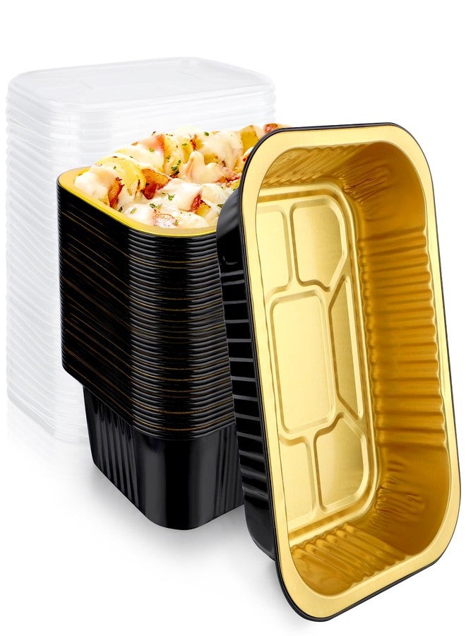 EUSOAR Aluminum Pans with Lids, 50pack 32oz Small Disposable Foil Loaf Cake Food Storage Pans, Catering Party Meal Prep Freezer Drip Pans for Microwave Oven Safe Cooking,Baking,Heating,Takeout - Image 1