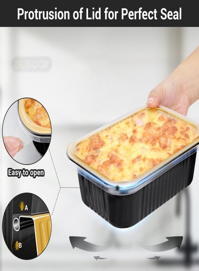 EUSOAR Aluminum Pans with Lids, 50pack 32oz Small Disposable Foil Loaf Cake Food Storage Pans, Catering Party Meal Prep Freezer Drip Pans for Microwave Oven Safe Cooking,Baking,Heating,Takeout - Image 4