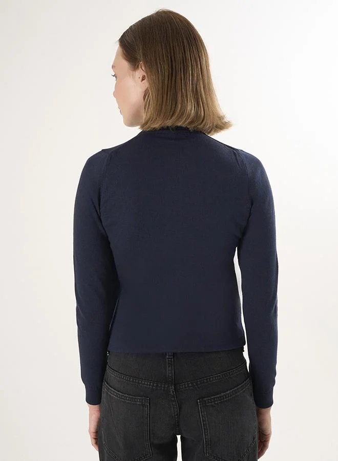 FELIX HARDY Navy Polo Neck Buttoned Pullover for Women | Best Price UAE