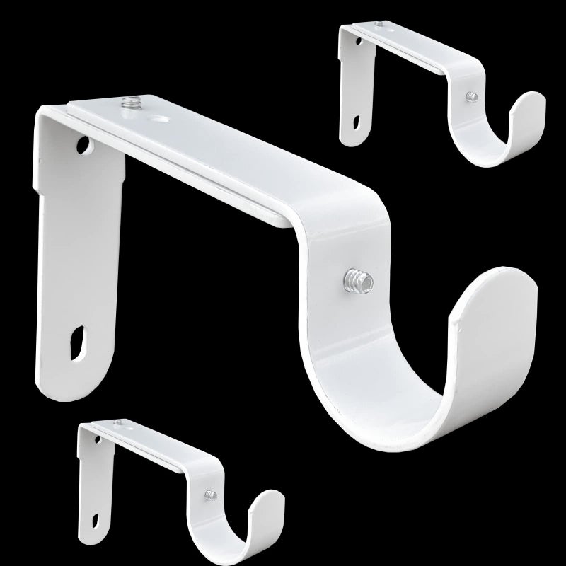 Kowibcl Adjustable Curtain Rod BracketsFits up to 1 inch 118 inch and 114 inch RodsExtendable Heavy Duty Curtain Rod Holder for Wall Set of 3 White