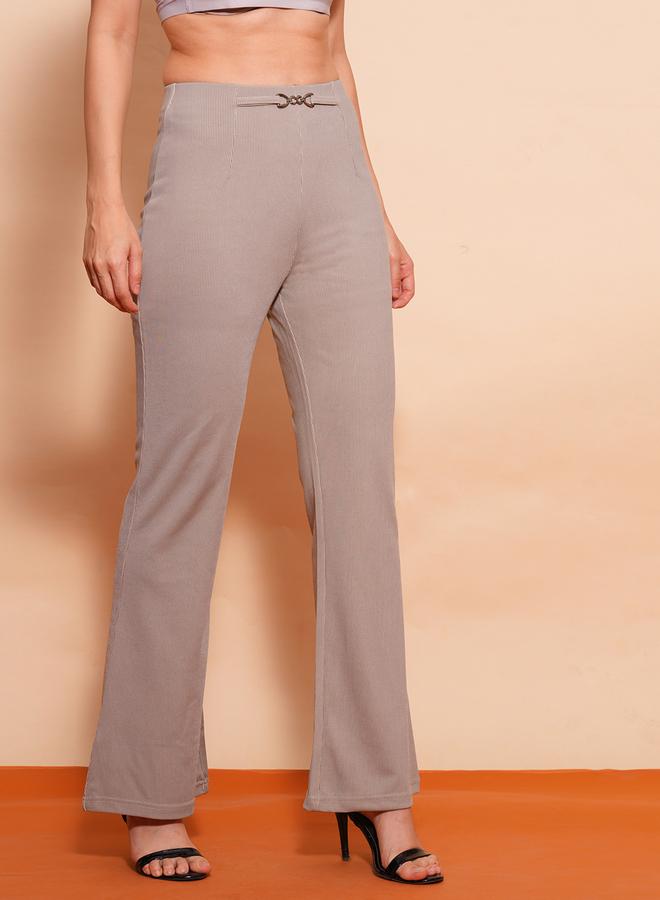 globus Beige Stretchable Metal Buckle Workwear Treggings - Image 3