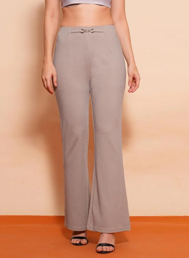 globus Beige Stretchable Metal Buckle Workwear Treggings